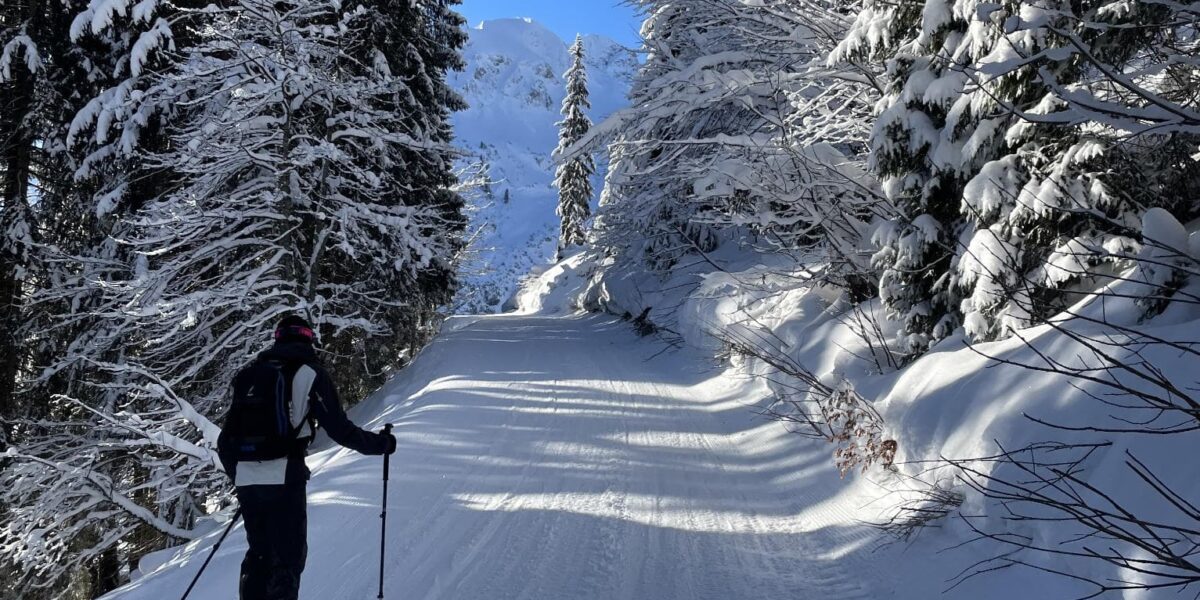Auenhütte Kleinwalsertal Skitourengeher Loipe Winter